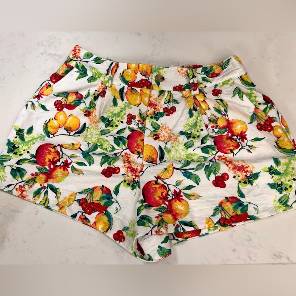 White Floral Fruit Print Shorts - Picture 14 of 16